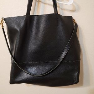 J Crew black leather tote